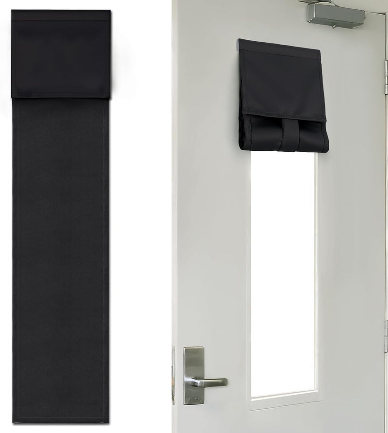 ANPHSIN Classroom Door Window Blackout Cover - Blocking 100% Views & 90% Sunlight, Black Lockdown Shade Privacy Curtain for 6'' x 32'' Window, 1 Pack - Image 1